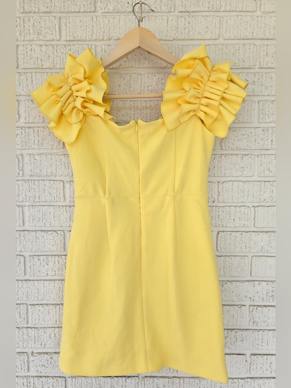 Elliatt Bright Yellow Off-the-Shoulder Mini Dress with Floral Sleeve Detail - Picture 7 of 9